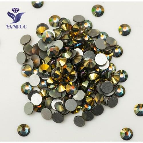 YANRUO 2058NoHF Black Diamond AB Stones and Crystals No Hot Fix Adhesive for Crystal Glue on Rhinestone Nail At Decorations