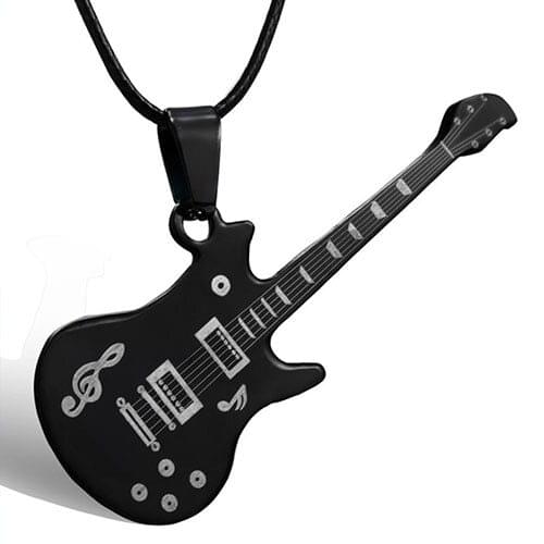 Cool Mens 316L Stainless Steel Guitar Shape Musical Note Pendant Necklace Jewelry Leather Chain Men Necklaces