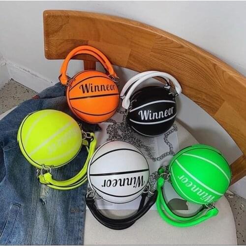 Summer 2020 New Womans Bag Portable Diagonal Bag Basketball Shape Fashion Solid Color Zipper Bag Casual