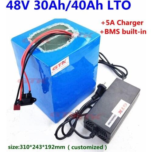 GTK LTO 48V 30AH 40ah Lithium titanate battery with BMS 20S for 2400W 3000W 48V electric bicycle scooter+54.6V 5Acharger