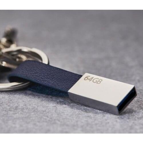 Leather ring metal USB2.0 flash drive 4GB 8GB 16GB 32GB 64GB 128GB memory stick customized personalized logo