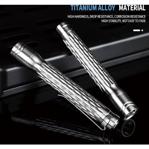 Titanium alloy mini waterproof flashlight portable outdoor camping night riding long-lasting battery life super bright lighting