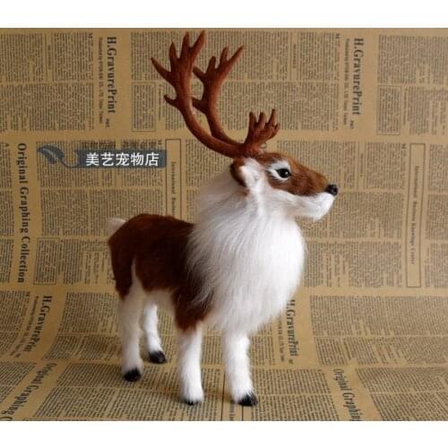 Simulation reindeer 22x7x27cm toy model polyethylene&furs reindeer model home decoration props ,Christmas gift d109