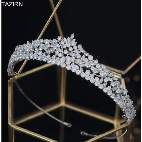 Newest CZ Crowns for Woman Headpieces Bride Tiaras Diadem For Birthday Bridal Wedding Hair Accessories Headwear