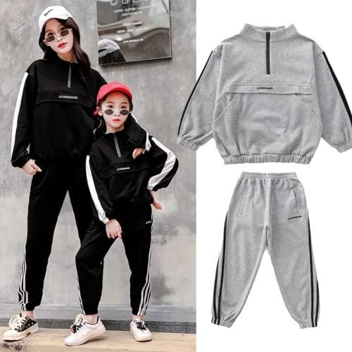 Girls new sports suit leisure suit girl and mothers parent child suit boys suit hooded + pants parent child new parent child