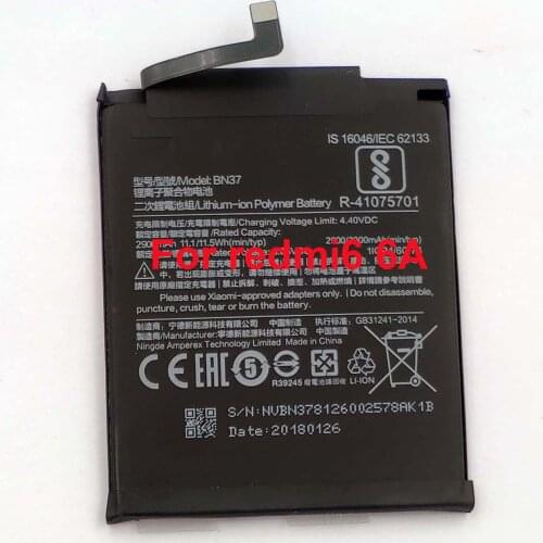 Original BN37 built in Battery for redmi 6/redmi 6A support fast charge with 2900mAh capacity