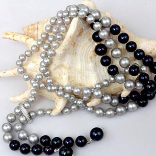 Design freshwater round 8-12mm white black multicolorpearl necklace 45inch925 silver