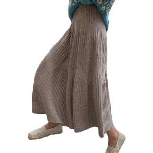 WSYORE Casual A-line Mid-long Knitted Skirt Women Spring and Autumn Slim Wild High Waist Skirt Female NS2796