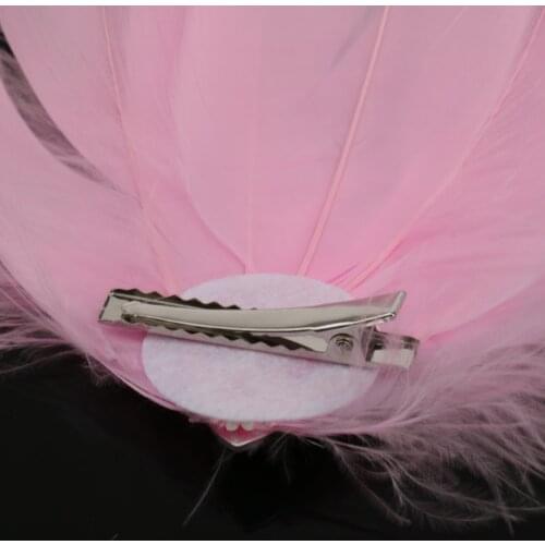 Lovely Pink Feather Headdress Fascinator Hair Clip Wedding Bridal Ladies Hair Accessory