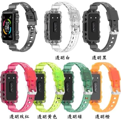 TPU Transparent Strap Replacement Smooth One-piece Watch Strap Belt for Huawei Band 6 / Honor Band 6 Watch Accessories Correa
