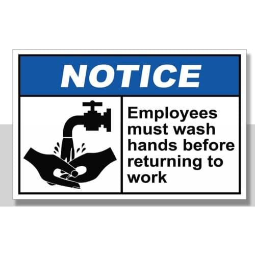 Employees Must Wash Hands Notice OSHA / ANSI Aluminum METAL Sign
