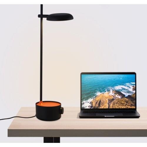 Modern and simple LED warm light eye protection reading table lamp hotel guest room desk knob dimming orange base standing lamp