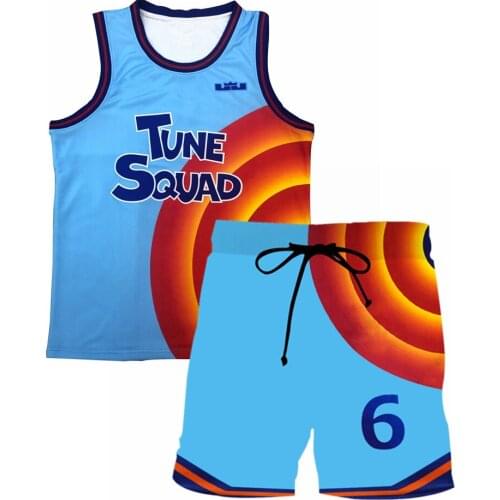 Space Jam Jersey Cosplay Costume Kids Adult Tune-Squad #6 James Tops Shorts T-shirt A New Legacy Shirt Vest Uniform Clothes