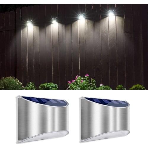 LED Solar Light Wall Lamp Stainless Steel Material Light Outdoor Waterproof Pathway Garden Fence Decoration Staircase Light