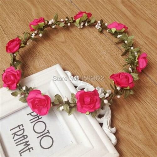 6pcs/lot Music Festival Flower Crown Bridesmaid Hair Accessories Rustic Wedding Headdress Bridal Flowers Hairband Women Circlet