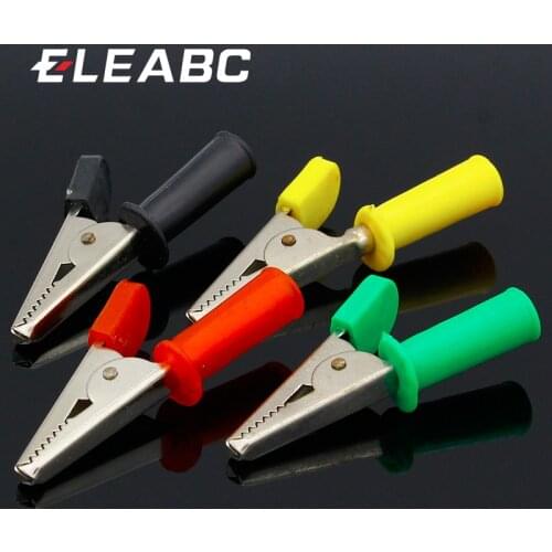 High Quality 8PCS/LOT Full Insulated Crocodile Alligator Clips With 4mm Socket Banana Jack Test Clamp Wire Clip