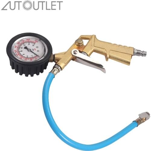 AUTOUTLET High-precision Multi-function Detection Shockproof Oil Gauge Tire Pressure Gauge Car Tire Inflation Tool Zinc Aolly