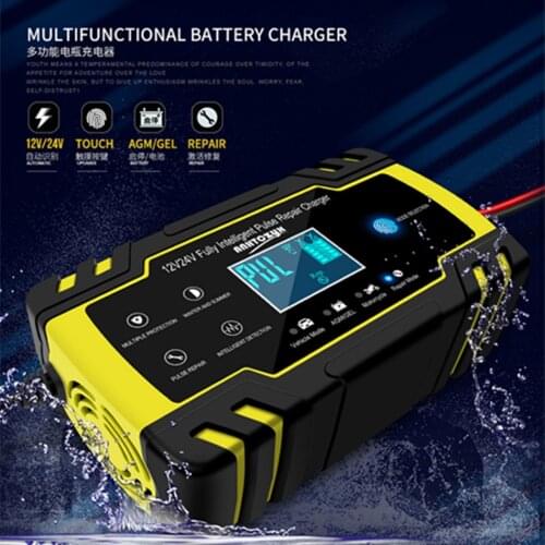 ANHTCzyx Car Battery Charger 12v24v Volt Motorcycle Battery Fast Charging Repair Type AGM LCD European Regulations British