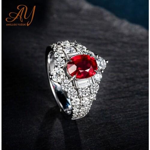 Anillos Yuzuk Silver 925 Ring For Charm Female Luxury Designer Topaz Finger Ring Ruby Aquamarine Women Fine Jewelry Open Size
