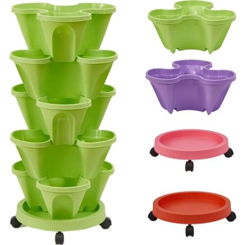 3D Flower Pot Strawberry Planter Pot Or Tray Stackable Tower Gardening Vegetable Planting Plastic Pots Trays
