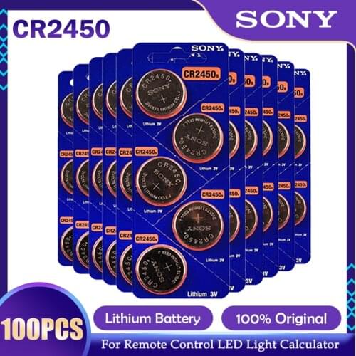 100PCS Sony CR2450 CR 2450 550mah 3V Lithium Batteries For Car Key Remote Control Calculators Computer DL2450 BR2450 Button Cell