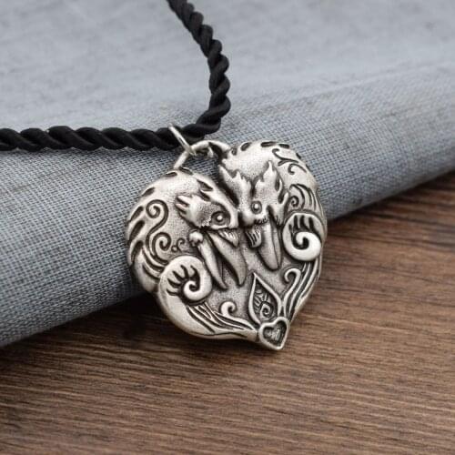 Two Ravens In Love Pendant Necklace Crow Bird Art Animail Necklaces Lovers Jewelry 12pcs