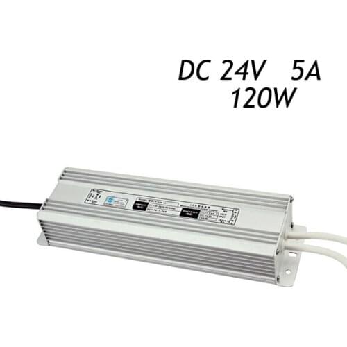2Pcs/lot 24V 5A 120W Waterproof Transformers Driver for LED Strip 5050 3528 AC220-240V To DC24V IP67 Switching Power Supply