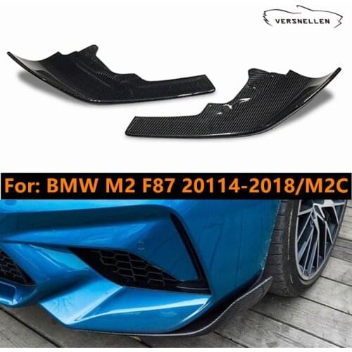 2pcs Front Bumper Splitters Lip Cupwings for BMW M2 F87 2014-2018 M2C 2019 Apron Winglets Flaps Spoiler Real Carbon Fiber