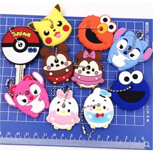 2020 Hot 1PCS Cartoon Key Case Cover Silicone Protective KEY Wallet Cartoon Rubber Holder Key Pendant Coat Key Locks Keys Cap