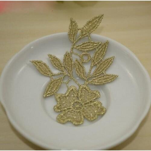 30Pieces 5.5X8cm Lace Patch High Quality Delicate Lovely Golden DIY Crafts Venice Decals Lace Applique