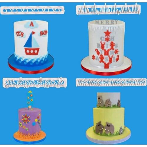 4pcs Fire Wavy Grass Cloud Sun Cake Mold Food Grades Plastic Cookie Cutter Cake Decoration Tools Baking Accessories