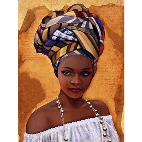 African Woman Printed Canvas 11CT Cross Stitch Full Kit DIY Embroidery DMC Threads Needlework Handiwork Handicraft Package