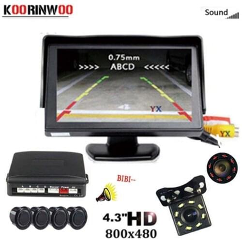 Koorinwoo Car Backlight Display Parking Sensor CCD Night Vision Rear View Camera Connect 4.3 Detector Assistance Monitor System