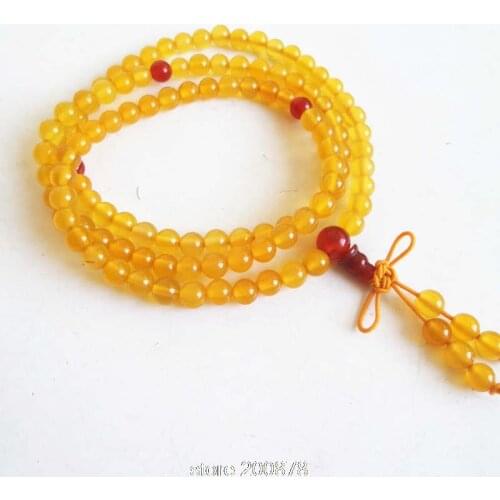 6mm Natural Yellow Carnelian Fashion Prayer Mala Rosary Natural Stone Beaded Bracelets BRO782