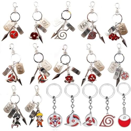 21 Styles Ninja Keychain Anime Trinket Akatsuki Red Cloud Keyrings Backpack Car Keyholder Kunai Weapon Modle Key Chain Fans Gift