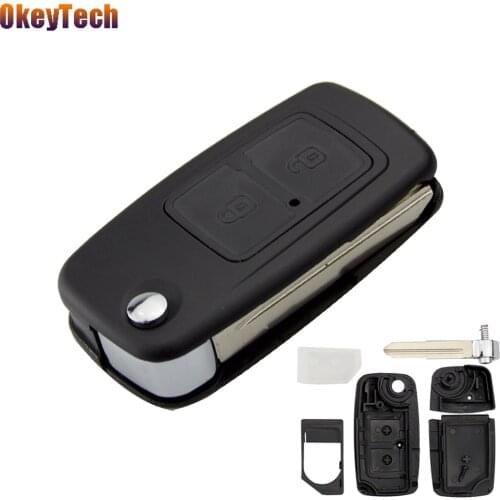 OkeyTech Folding Flip Car Key Shell For Chery A5 Fulwin Tiggo E5 A1 Cowin 2 Button Replacement Remote Control Fob Blank Key Case
