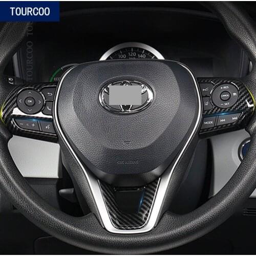 Car Interior Steering Wheel Cover Trim Stickers ABS Chrome Decorative Frame Trims for Toyota Corolla 2019
