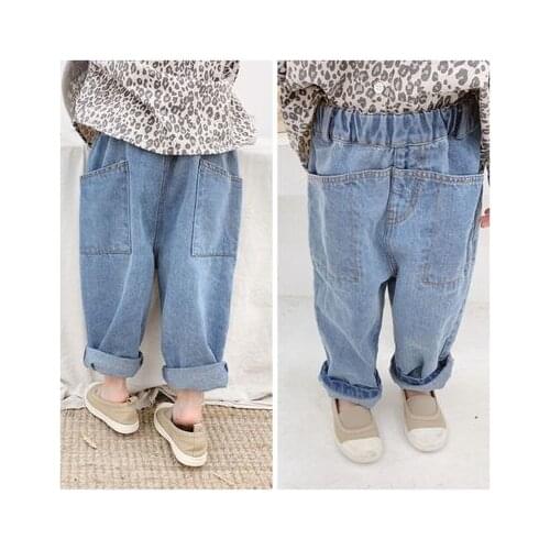 Childrens Denim Pants Brand Fashion New Baby Boys and Girls Casual Jeans Kids Cowboy Trousers Toddler Casual Harem Pants 1-6Y