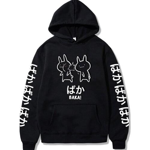 Fad Japan Anime Baka Rabbit Slap Hoodies Funny Sweatshirt Kawaii Couple Pullover Tops