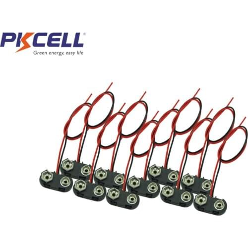 10 Pcs Black T Type Wired 9V Battery Holder Clip Connector 9V Battery Case Box Holder for 6F22 6LR61 Size Cells