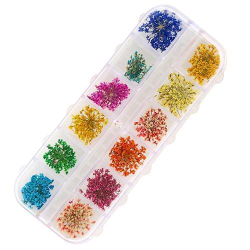 Hot Beautiful DIY Kits 36Pcs 12 Colors Real Dried Flowers Cute DIY Nail Art Tips Stickers Manicure Decor Nail Art Supplies