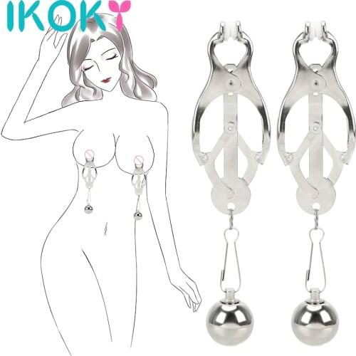 IKOKY 1 Pair Nipple Stimulator Papilla Adult Games Nipple Clamps Breast Clips
