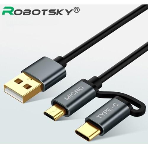 2 in 1 USB Charge Cable 3A Fast Charging Micro USB Type C Phone Charge Data Cable for Samsung S8 S9 S10 Xiaomi Redmi Note 8 Pro