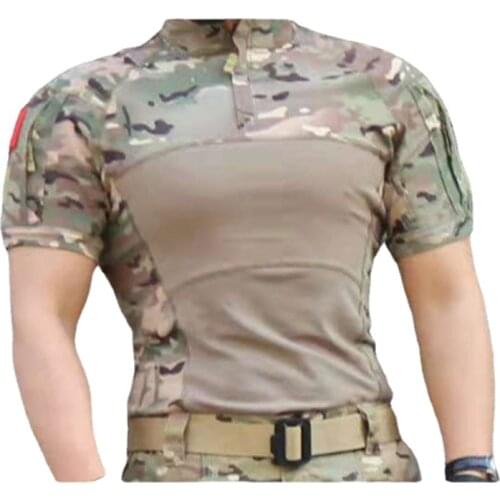 Camouflage Quick-drying Short-sleeved Army Tactical Uniform Mens Combat Shirt Comfortable Short-sleeved Shirt Top