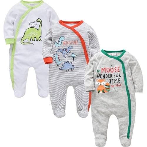 KAVKAS 2 3 pcs/log baby boy clothes cartoon print cotton Autumn Winter long sleeve rompers ropa bebe newborn 0-12 months overall