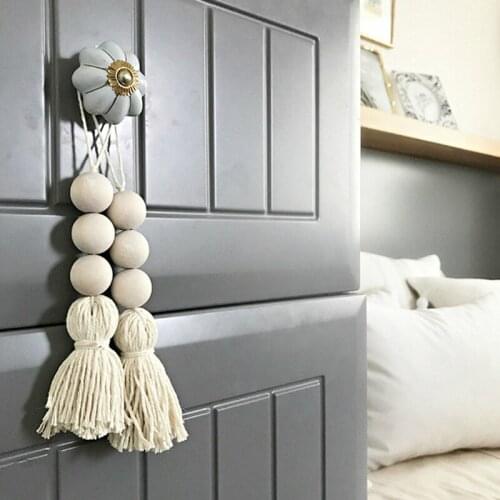 2PCS European & American Style Cotton Thread Tassel Wood Beads Hanging Decoration Home Decoration Accessories Hanger
