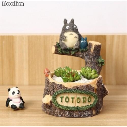 NOOLIM Creative Resin Flowerpot Succulent Plants Planter Pot Totoro Standing on The Tree Stump Pot Office Tabletop Garden Decor