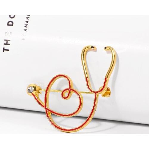 Medical Medicine Stethoscope enamel Brooch Pin heart Shape Pins Nurse Doctor Backpack Lapel badges Jewelry Gifts