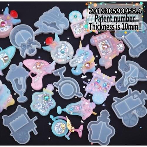 Kawaii Gun Shape Shaker Molds DIY Epoxy Resin Charms Jewelry Candy Car Juice Silicone Mold UV Resin Tool Unicorn Tellurion Decor