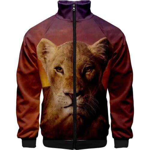 Hot Sale Style 3D Printed Lion King Jacket Popular Slim Fit Collar Jacket Men Slim Fit Zipper Harajuku Trend Casual Collar Tops